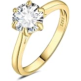JewelryPalace Solitaire Ring Women Silver 14k Gold Rose Gold Stone, Engagement Ring Round Cut Zirconia, Promise Ring Girl Sim