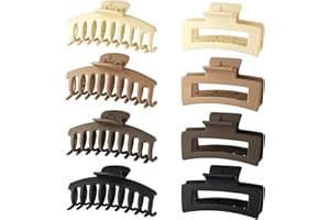 JANEROWEE 8 Pezzi Fermaglio Capelli Grande Clip Artiglio da Donna, Mollettone Quadrato, Antiscivolo, Pinze Per Ragazza Elegante, 11 cm