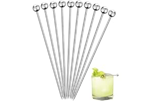 UEAVOID 10 Stück Edelstahl Cocktailspieße,Basicon Martini-Spieße Cocktail Obst Sticks Cocktail Pick Martini Picks Wiederverwendbare Cocktail Picks für Fingerfood Cocktail Sandwich Party Bar,Silber