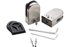 FLOMORE Staffa di supporto per vetro in acciaio inox per vetro da 16 a 17 mm di spessore per scale, corrimano, porta in vetro doccia (confezione da 2)