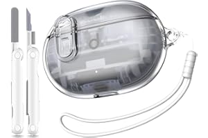 MHYALUDO Custodia per Beat Studio Buds Plus (2023) / Beat Studio Buds 2021 con Chiusura Sicura, Custodia Protettiva Antiurto in TPU Morbido Trasparente con Penna per la Pulizia, Bianco