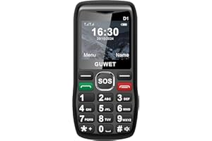 Guwet Senior Mobile Phone, No Contract, Dual SIM Mobile Phone with Emergency Button and Large Buttons, 1600mAh Battery, Long Standby Time, Black