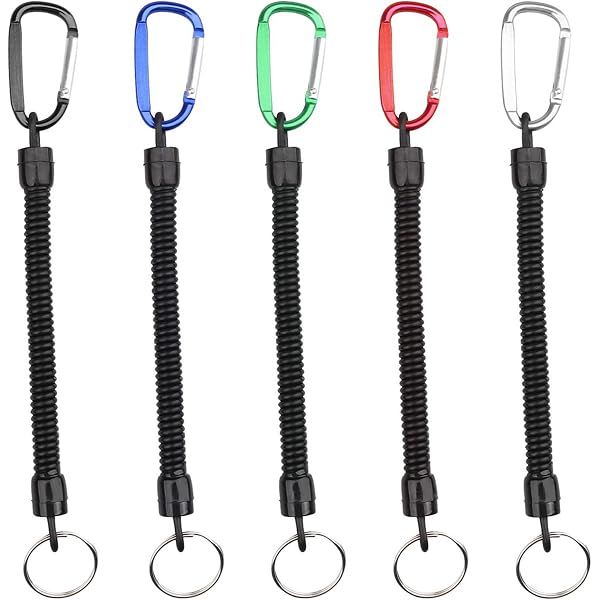 PATIKIL Retractable Coil Spring Keychain - Stretchy Cord With Lobster Clasp & Keyring