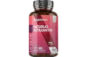 WeightWorld Naturligt Astaxantin 8 mg – 240 Softgels – 8 månaders förbrukning – Vegansk astaxantintillskott – Utvunnet från a