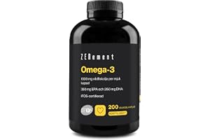 Omega-3 IFOS - 2000 mg (700 mg EPA + 500 mg DHA), Vitamin E - 200 Kapslar | Vildfiskolja - EPA & DHA bidrar till normal hjärtfunktion - Metalltestad - 2 per Dag - Zenement