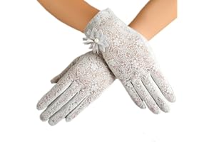 RDWESZOD Guanti da donna in pizzo con motivo floreale, corti e eleganti in pizzo per matrimoni, feste d'opera