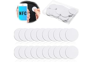 MMGOQQT 20 Pcs NFC Tags, NTAG215 NFC Tags, Blank White NFC Stickers, NFC Round 25mm(1inch) Coin Cards, Compatible with Android and NFC Enabled Mobile Devices