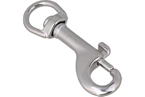 BQLZR 70mm Swivel Bolt Bolt Snap Silver 304 Stainless Steel Swivel-Eye Bolt Snap Hook Round Swivel for Keychain Strap Pet Chains，Working Capacity about 110 Lbs.