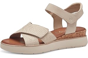 Tamaris Kobiety Tamaris Comfort 8-88715-42 411 Ivory Wedge Plateau Sandały Komfortowe uniwersalne buty na co dzień świąteczne eleganckieSandał płaski