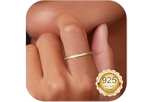 Dochais Anillos Eternity de Plata de Ley 925, Anillos Apilables Chapados en Oro de 14K para Mujer, Anillo de Mujer con Circonita, Anillo Simple, Anillos Apilables de Plata/Oro - Joyería