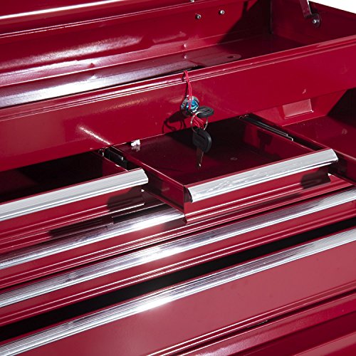 Homcom Fahrbarer Werkzeugwagen Werkstattwagen Rollwagen Werkzeugkasten (Rot) - 4