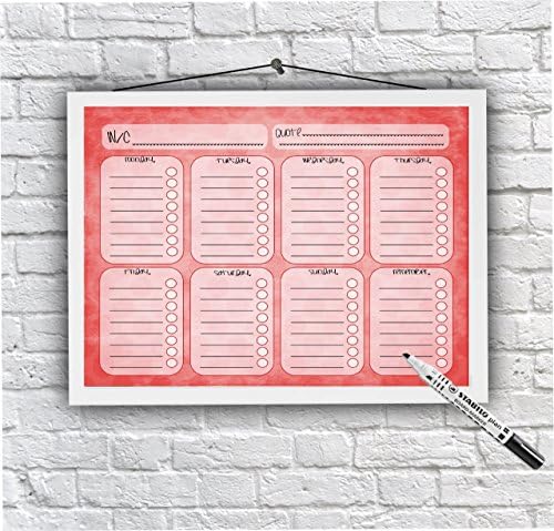 Weekly Wall Planner, Weekly Calendar, Weekly Schedule, Custom Whiteboard, Dry wipe, Family organiser, Whiteboard A3