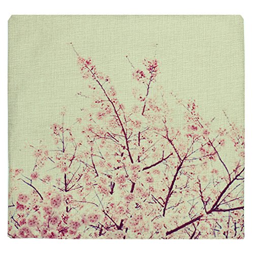 Luxbon Pink Sakura Leinen Kissenbezug Lendenkissen Wurfkissenbezug Pillowcase Cafe Haus Auto Deko 45 x 45 cm - 2