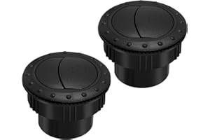 FAVOMOTO 60mm Autoinnenraumheizung A/Lüftungsöffnung Abdeckung Outlet, Armaturenbrett Klimaanlage Deflektor Seitendach Air Black Vent Outlet Round Louvered Dash für Wohnmobil- Anhänger
