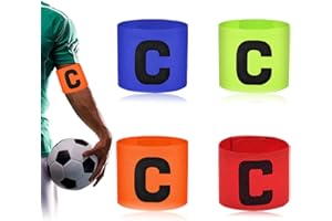 ARESVRGO Brazal Multicolor de Capitán de Fútbol, 4 Pcs Brazalete Elástico Estándar de Fútbol C para Niños, Velcro Retráctil, Elastico Ajustable Adecuado para Muchos Tipos de Deportes