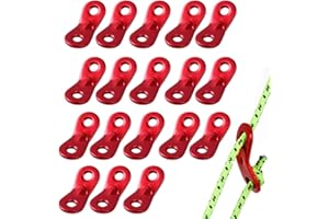 BCBF 18 Pièces Tendeur De Corde,Corde Boucle Ajusteur De Corde De Tente,Ajusteur De Corde À Vent Tendure,Tendeur De Corde 2 Trous Ajusteur De Corde À Vent Tendure pour Tente Randonnée Camping(Rouge)