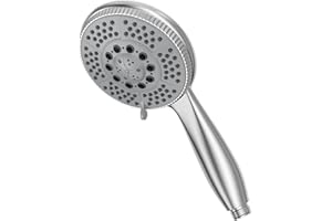 Vinabo Duschkopf Hochdruck-Handbrause 5 Strahlarten Handhled Duschkopf Wassersparend mit Druckerhöhung und Ergonomischem Handgriff Verchromter Brausekopf Soffione Doccia Silber