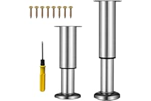 NCRGB 2 pezzi piedini per mobili in metallo, regolabili in acciaio inossidabile 25-43 cm, altezza regolabile, portata fino a 400 kg, gambe per mobile TV, divano, poltrona, mobile bagno con cacciavite