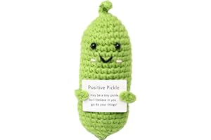 LUVDECO Emotionale Unterstützung Gurke, Positive Pickle mit Positiven Karte, Süße Gestrickte Gurke Ornamente, Pocket Hug Gurken Puppe, Emotionales Unterstützungs Geschenk für Frauen, Freunde, Kinder (P)
