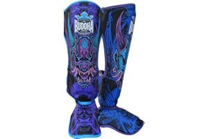 BUDDHA FIGHT WEAR - Muay Thai, MMA and Kick Boxing Shin Guards Epic Model - Made of Last Generation Synthetic Leather - More resistant and reinforced seams - Different designs