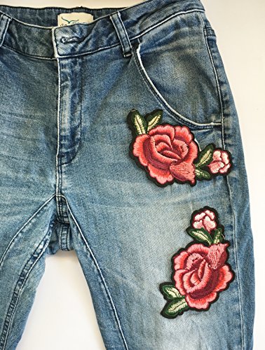 Patch Sticker Rosen Blumen 2 Stück Aufnäher Kleidung Patch 14 cm lang P218 - 3