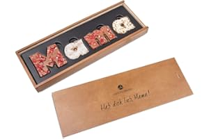 ‎CHOCOLISSIMO MAMA - Schokobuchstaben Vollmilch - mit Früchten und Nüssen | Geschenk für Mutter | Muttertagsgeschenk | Schokolade für Mama | Holzschatulle Hab dich lieb Mama | Geschenkidee | Geburtstagsgeschenk