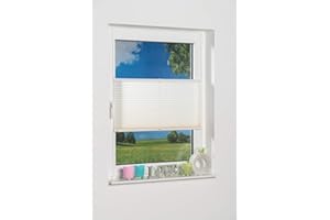 K-home 422148-34 Klemmfix-Plissee 85 x 210 cm (B x L) Creme Lichtschutz +++ Moderne Crushed Optik +++
