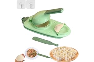 DONUBIIU 2 in 1 Dumpling Maker, Kitchen Dumpling Making Tool Baking Pastry Manual Artifact for Pressing Dumpling Skin Wrapper Mould Dough Press Maker,Manual Dumpling Maker Mould (Green)