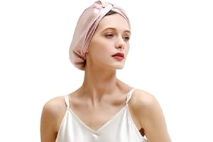 ZIMASILK - Gorro de Seda 100% de Morera de 22 mm para Dormir con elástico Que se Adapta a la Cabeza y Plisado clásico, Gorro de Seda para el Cuidado del Cabello (1 Unidad, Tono Ciruela Claro/Rosa)