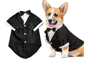 Eurobuy Dog Tuxedo, Dog Wedding Outfit and Bandana Set, Dog Formal Shirt with Bowtie For Small Medium Large Dogs Christmas Birthday Costumes