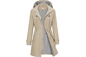 RITOSTA Veste Imperméable Femme Capuche Veste de Pluie Longue Parka Coupe Vent Manteaux Imperméables Femme Manteau Zippé Vêtements d'Extérieur