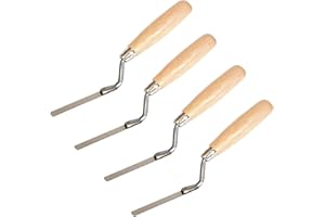 Toolty TLTY-S001 Lot de 4 truelles pointantes en acier inoxydable avec poignée en bois 8, 10, 12, 14 mm