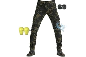 NUNOMO Moto Pantalon Protection pour Hommes, Moto Jeans en Respirant De Qualité Premium Fit avec Amovible Protéger Pads pour Racing Vélo Protection Renforcée