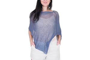 Ikat Mimosa Mujer Poncho Pequeño de Encaje Elástico Alas de Murciélago Cabo de Punto de Ganchillo Color Liso