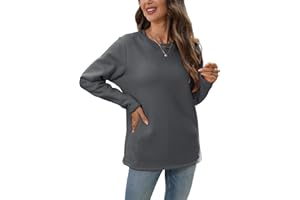 outfit spring Thermo Pullover Damen Winter Warme Dicke Gefütterte Fleece Sweatshirt Oberteil Thermoshirt Damen Langarm