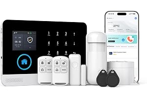 PGST Hemlarmsystem med WiFi/GSM, inbrottslarm för fönster och dörrar med fjärrkontroll och Tuya Smartlife-appen, säkerhetslar