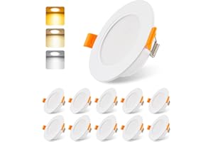 Da LIGHT Reflektor LED Do Zabudowy, 230 V, Płaski, 5 W, Zestaw 10 Sztuk, Łazienki, 3000/4000/6000 K, Sufitowy IP54, Salonu, Kuchni, Sypialni