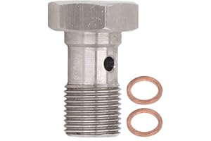 Aramox Boulon Banjo M12 x 1,0, Adaptateur de Tuyau de Frein Métrique avec Rondelles, pour Conduites d'Embrayage