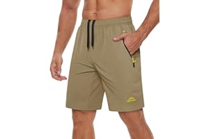 TACVASEN Men's Quick-Drying Training Shorts, Running Shorts, Breathable Sports Shorts with Zip Pockets