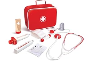 Set del dottore Hape per gioco di ruolo dai 3 anni | Valigetta con stetoscopio, termometro, siringa e altri strumenti interattivi