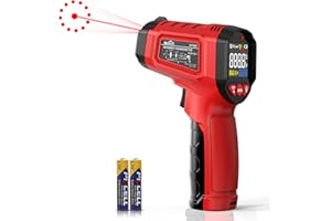 Termometro Infrarossi,SQECH Termometro Laser -50℃~600℃(-58℉~1112℉),Infrared Thermometer senza Contatto con Emissività Regolabile e Retroilluminazione a Colori,per Cucinare,Barbecue,Motore,HVAC(Rosso)