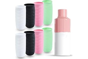 Fyihoxi 8 Stück Reise Silikon Flaschenhüllen Auslaufsicher Elastische Hülle Wiederverwendbar Silicone Sleeve Elastische Hülse zur Lecksicherung für Shampoo Duschgel Flaschen Schutzhülle(Vier Farben)
