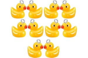 Clyhon Glücksbringer Entlein Anhänger, 10 Stück Anhänger Halsketten Zubehör DIY Basteln Schmuck Ornamente Autoschlüsselanhänger Glück Schlüsselanhänger Geschenk für Kinder