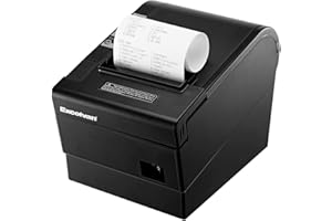 Excelvan Imprimante Thermique 80mm 300mm / s Impression Haute Vitesse Etiqueteuse Portable à découpe Automatique avec Port série USB Porte tiroir-Caisse pour Restaurant ESC/POS Shop