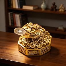 Plus Value Feng Shui Lucky Three Legged Money Frog with Coin in Mouth - Vastu Good Luck Wealth Showpiece for Home Office Livi