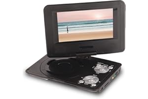 Lecteur DVD Portable, Lecteur DVD à écran HD de 6,8 Pouces, Prise en Charge du Lecteur DVD Mobile Pivotant à 270 Degrés, Cassette U Disk/SD/MMC, avec Télécommande, pour Voiture/enfants(UE-noir)