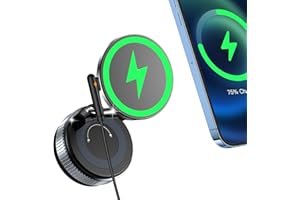 ALAFLY 15W Schnelles Laden Autohalterung mit Ladefunktion [Verbesserter Elastischer Saugnapf] 360° Verstellbare Kabelloses Ladegerät Auto Handyhalterung für MagSafe iPhone 17 16 15 14 13 12 Serie