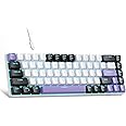 MageGee Portable 60% Mechanical Gaming Keyboard, MK-Box LED Backlit Compact 68 Keys Mini Wired Office Keyboard with Red Switch for Windows Laptop PC Mac - White/Purple