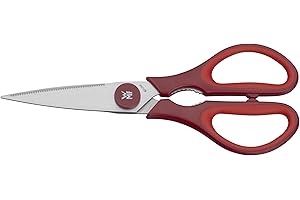 WMF Touch - Tijeras de Cocina 21 cm, Tijeras para el Hogar con Corte de Sierra y Abridor Integrado, Aptas para Diestros y Zurdos, Acero Inoxidable Cromargan, Rojo