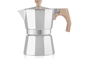 wedrink Stovetop Coffee Makers Moka Pot 3 Cups, Aluminum Coffee Percolator pot Moca Pot 150ml, Espresso Caffettiera Maker Sliver